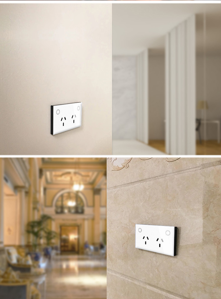 Wifi Socket With SAA Certifications Wireless Double Electronic Power Point Au/us Standard Remote Touch Glass Wall Socket