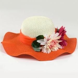 Wholesale Mixed Color Wide Brim Straw Beach Hat For Summer Nylon Floral Strips Available from china suppliers