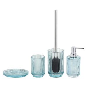 Wholesale Vertical Stripe Design Glass Bathroom Accessories Set Modern Round Shape from china suppliers