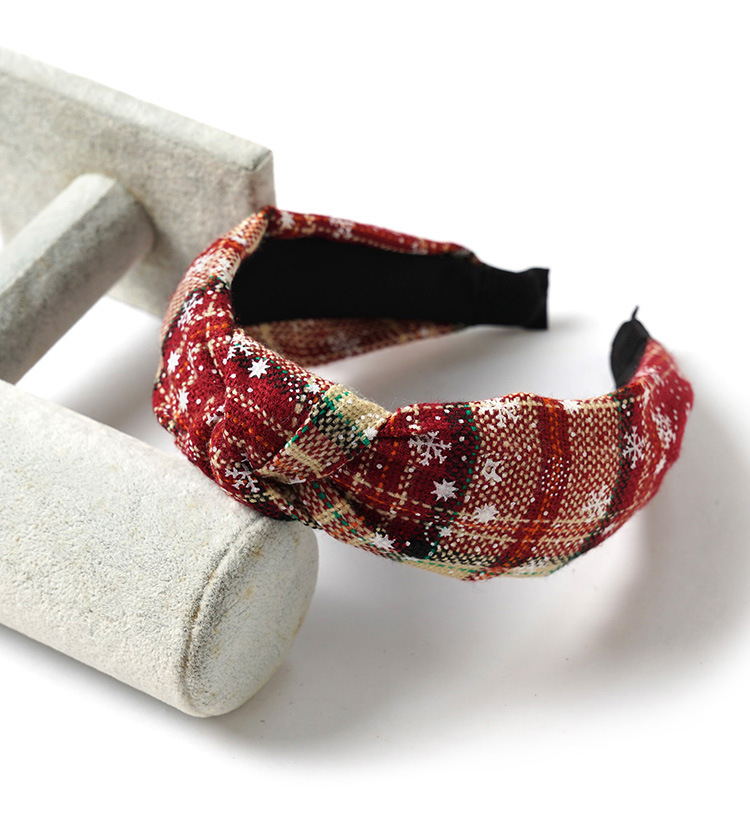 Christmas Xmas Cross Knot Hairband Plaid Holiday Decorations 40cm 15.8in