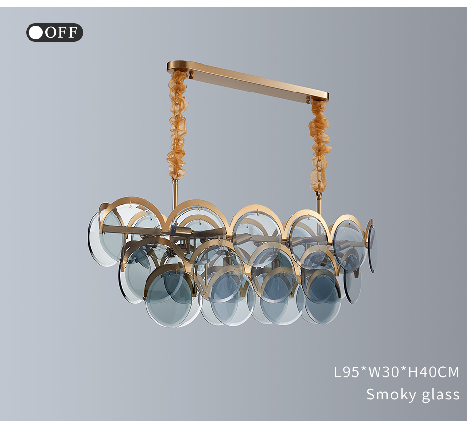 Modern chandeliers for living room home decor rectang smoke gray glass Blue Chandelier(WH-MI-312)