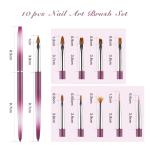 Salon Art Metal Handle Nail Brush 10pcs Set Nylon Hair 3D Acrylic Brush