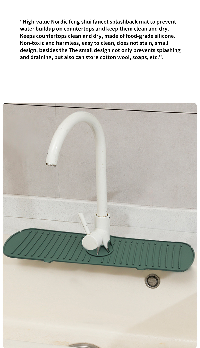 Custom Size Silicone Countertop Drain Pad for Kitchen Bathroom Faucet Splash Guard Mat