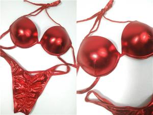 Wholesale Metallic Red Spandex Figure Bikini Competition Suits Smooth Metallic Fabric from china suppliers