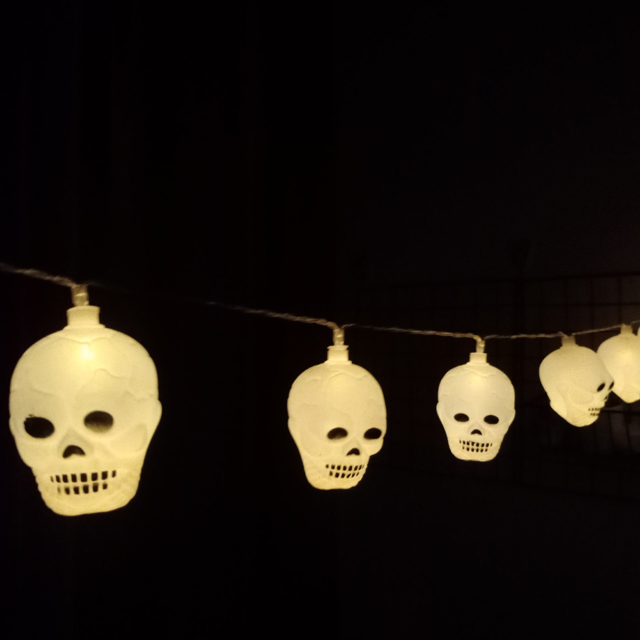 10LED Halloween Pumpkin Spider Bat Skull String Lights Lamp DIY Hanging Horror Halloween Decoration For Home Party Supplies
