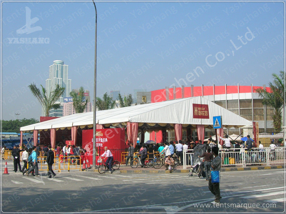 850gsm PVC Fabric Outdoor Event Tent 20M Wide With Red Roof Lining Decoration