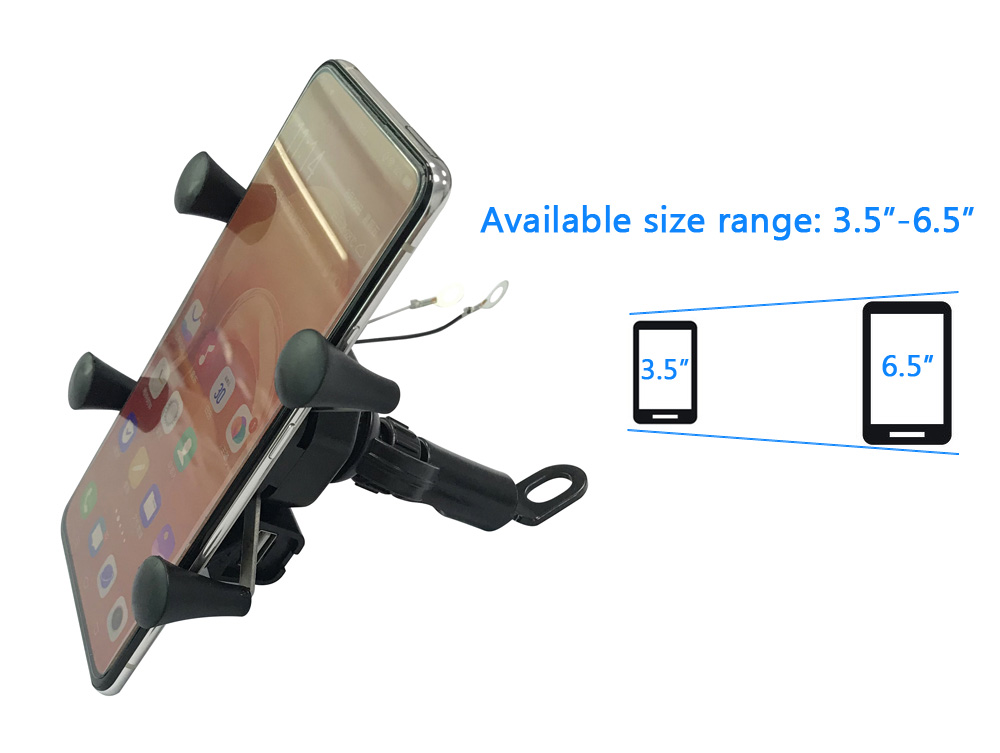 ABS Motorcycle Mirror Mount Phone Holder , 9V-24V Mobile Mount For Motorcycle