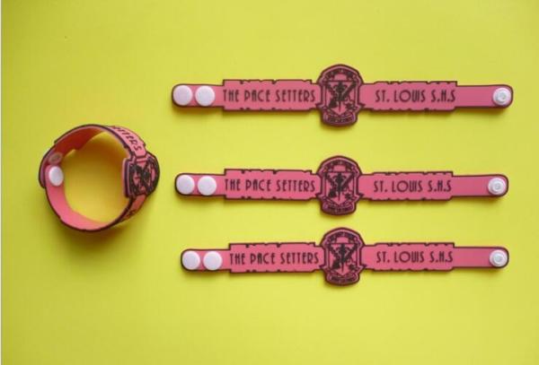Pink Soft PVC Rubber Bracelet Clasp Adjustable Bracelet ,Custom Company Logo