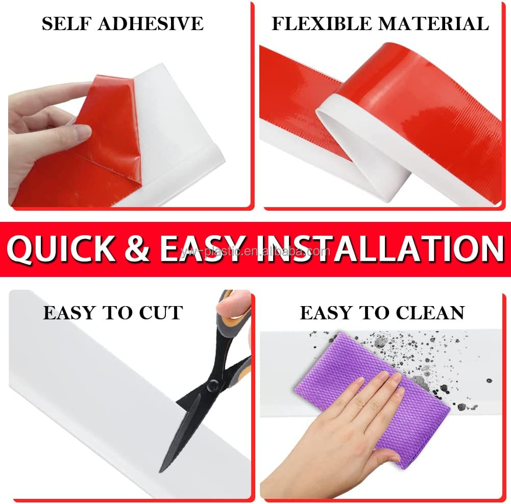 Peel-Stick Baseboard Molding Flexible Vinyl for Hassle-Free Wall Base Installation