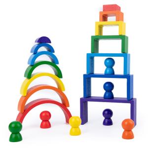 Wholesale Baby Wooden Montessori Rainbow Building Blocks Educational from china suppliers