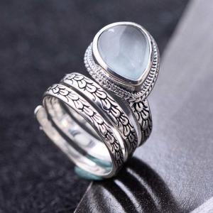 Wholesale 925 Sterling Silver Synthetic Aquamarine Women Retro Ring (060458) from china suppliers