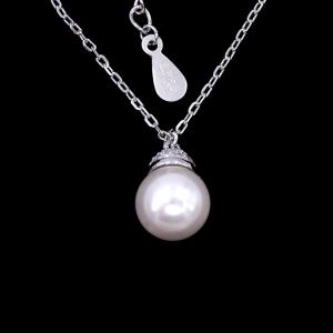 Wholesale Italy Style Silver Pearl Necklace / Blank 925 Sterling Freshwater Pearl Drop Necklace from china suppliers