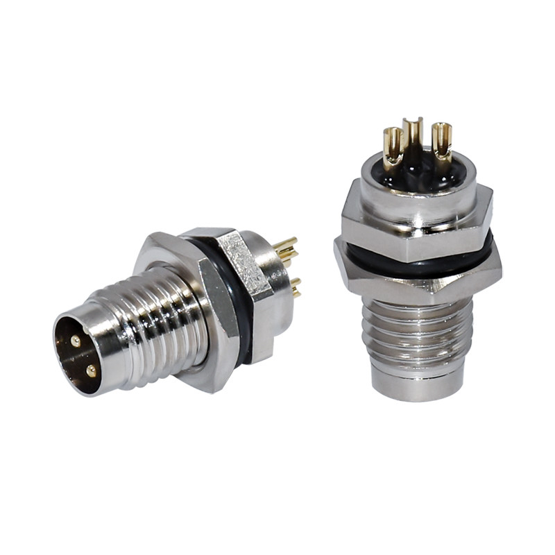 IP67 Male Straight Waterproof M8 Solder Connector Socket Panel Mount From M8 3 Pins