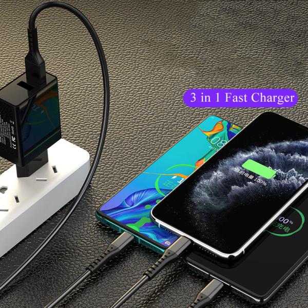Fish Silk Weaving 5A Fast Charging USB Cables All In One For Huawei