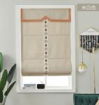 Anti-dust modern smart remote motorized blue grey beige linen curtain Roman