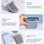 14.96in Flat Rubber Silicone Flex Toilet Brush With Holder Long Handle TPR