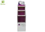 White Cardboard Display Fixtures , 3 Tier cardboard display shelves For Cosmetic
