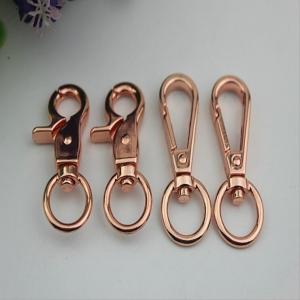Wholesale Leather handbag hardware rose gold swivel hook snap 14 mm & 13 mm round shape trigger snap hook from china suppliers