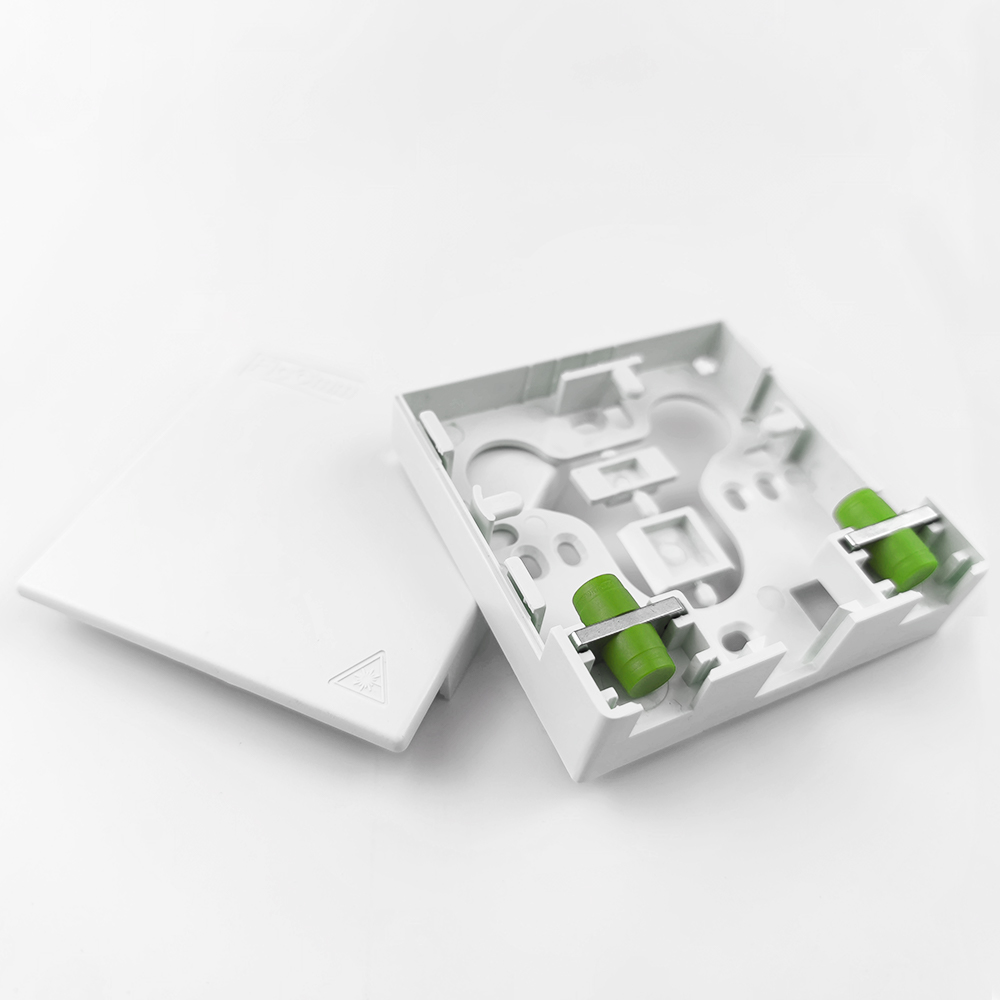2 Cores FC APC Plastic Fiber Optic Faceplate Socket Panel for FTTH Network in White/Gray
