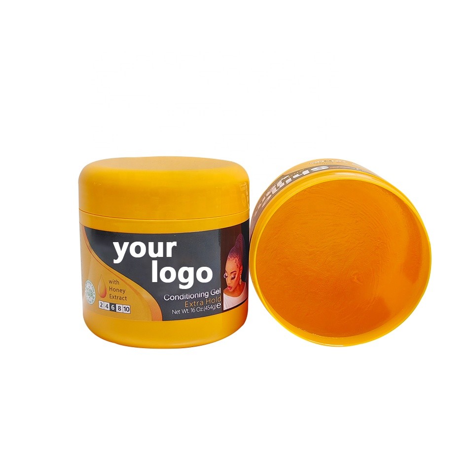 16oz Yellow Shine Jam Styling Gel Strong Hold No Residue Edge Control Gel Loc Braiding Gel No Flakes