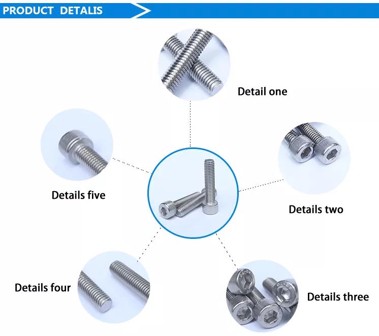 ISO Standard Blue Anodized M3 M4 M5 M6 M8 304 Stainless Steel Hexagon Hex Socket Smooth Cap Head Allen Screw Bolt 6-50mm
