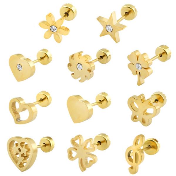 Cute Baby Stud Earrings 19 Styls Baby Girl Earrings High Quality Surgical Steel