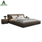 Tech Velvet Soft Sponge Queen And King Size Bed For Hotel Bedroom