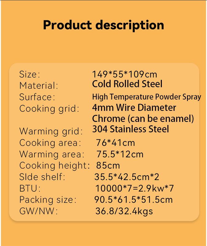 36.8kg Family Outdoor BBQ Gas Grill with Trolley and Commercial Gas BBQ Grill Machine
