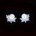 Beautiful Pearl Flower Earrings Fashion Jewelry Stub For Engagement