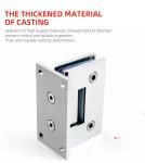 Hotel Bathroom H Type Stainless Steel Mirror Shower Glass Door Hinges 12mm Bevel