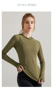 Wholesale New Long-Sleeved Fitness Wear Women Hooded Sports Smock Morning Running Training Clothes Thin Quick-Drying Yoga Clothes Top from china suppliers