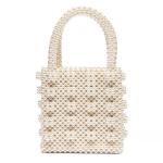 White Pearl Beaded Handbag Acrylic flat bead Material 10cm height ODM