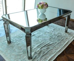 Wholesale Glass Mirrored Dining Table Luxury Design Strong Wood Legs 76cm Height from china suppliers