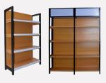 High End Brown Supermarket Display Shelving Grain Wood Metal Material