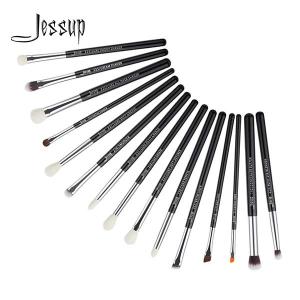 Wholesale Jessup 15pcs Black/Silver Eyeshadow Eyebrow Shader Natural-synthetic Hair Makeup Brush Set T177 from china suppliers