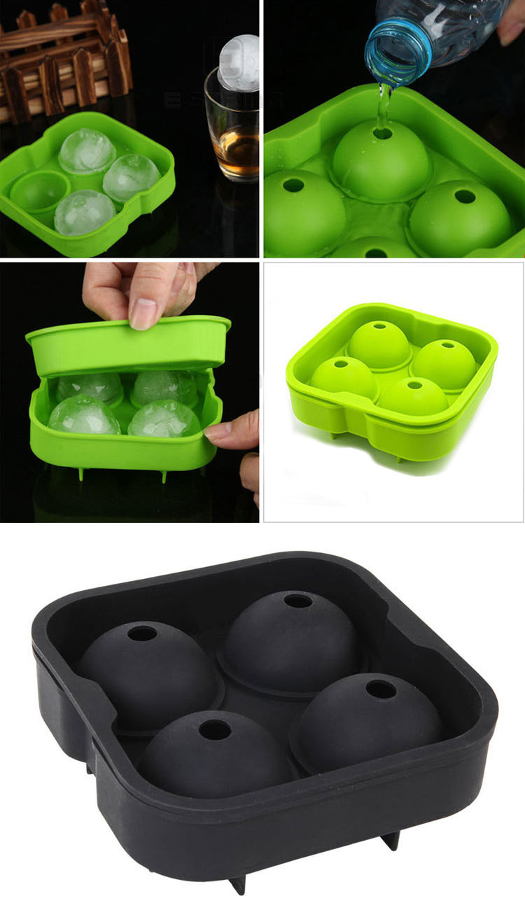 Sustainable Food Grade Silicone Ice Mold With 4x4.5cm Ball Capacity