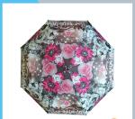 Wind Resistant 3 Fold Advertising Auto Open Umbrella Black Metal Frame