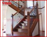 Solid Wood Staircase VK63S Tread American Oak ,Railing tempered glass, Handrail