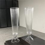30 Inch Tall Small Glass Vase Decoration Wedding New Striped Cone Clear