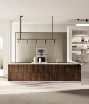 Tailored UV Kitchen Cabinet Wood Veneer Custom Kitchen Cabinets With Glass