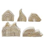 Ins Wavy Wooden Block Puzzle Toys Wooden Rainbow Blocks Coral Grimm