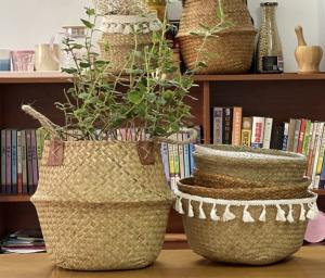 Wholesale Handicraft Natural Seagrass Storage Basket With Handle ECO Friendly Kids Toy Clothes Baskets Storage Home Decoractions from china suppliers