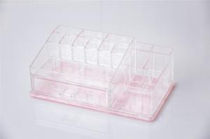 Wholesale Pink Glitter Bottom Clear Plastic Makeup Organizer from china suppliers