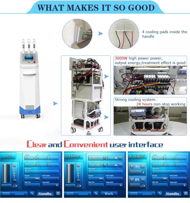 CE approved three handles ipl hair removal machine nubway manufacturer ipl hair removal equipment