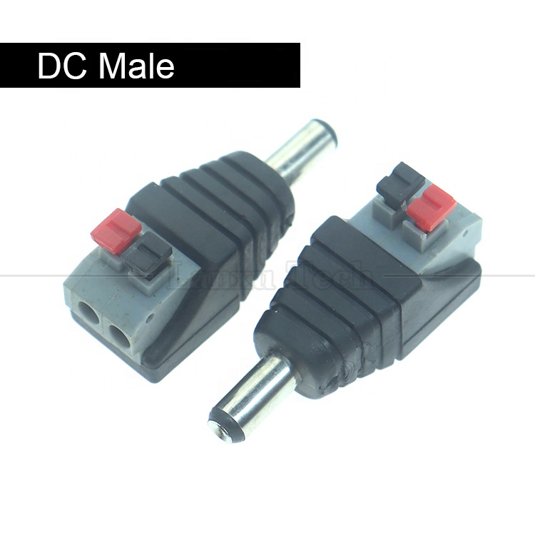 Press Button Solderless DC 5.5*2.1mm Male Female Jack to 2p Wire Connection Cable Connector Power Adapter for LED Strip Camera