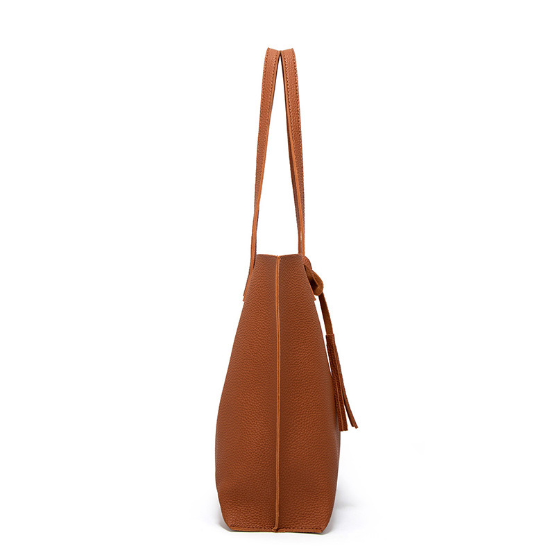 Large Women PU Tote Bag Tassels Leather Shoulder Handbags Fashion Ladies Purses Satchel Messenger Bags 2 In 1 Set
