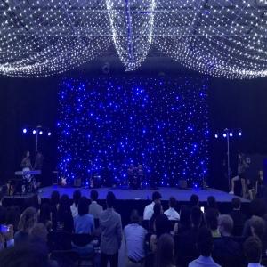 Wholesale LED Starlight Black Cloth Stage Wedding Backdrop Curtain with LED Backdrop Decoration from china suppliers