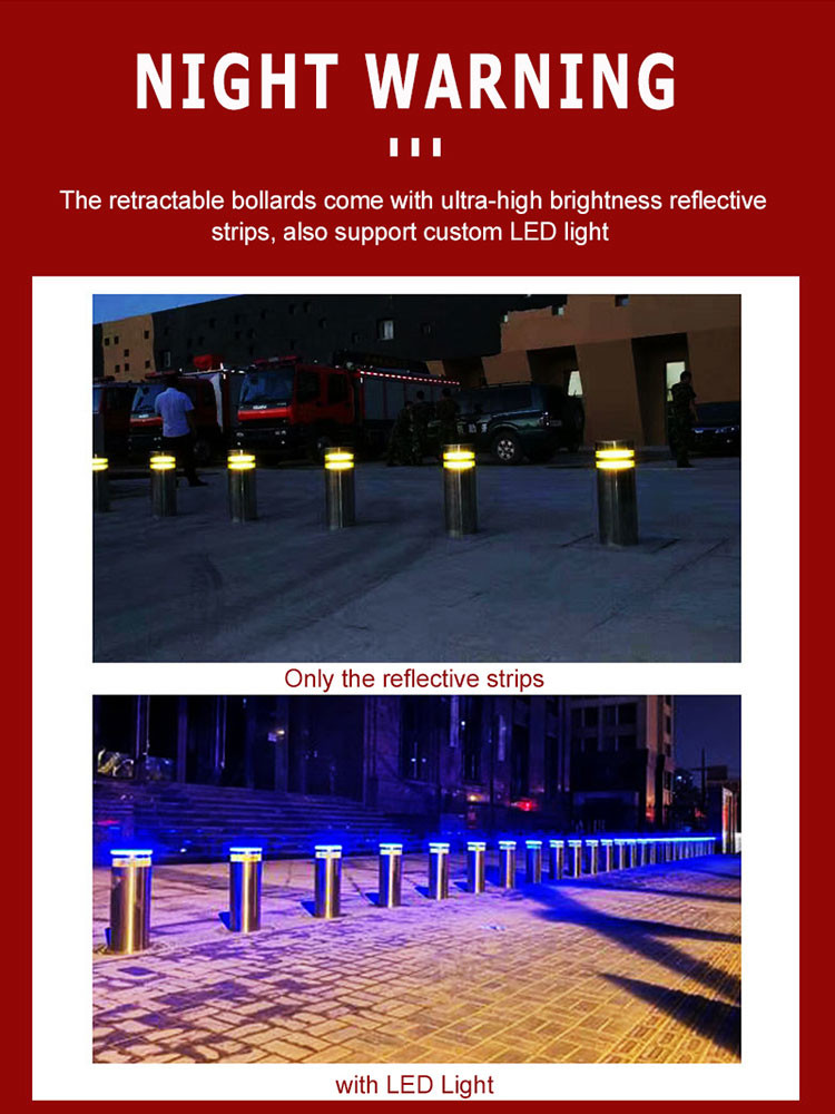 Automatic Retractable Hydraulic Bollards Remote Control Steel Bollard for Traffic Control and Access Management