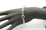 925 Sterling Silver Created Garnet CZ Diamonds Link Tennis Bracelet (H10)