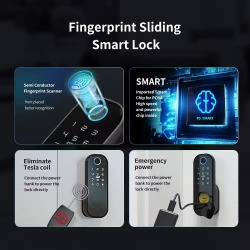 Anti-pick Frame Swing Glass Door Wi-Fi Smart Door Lock with Low Power Alarm